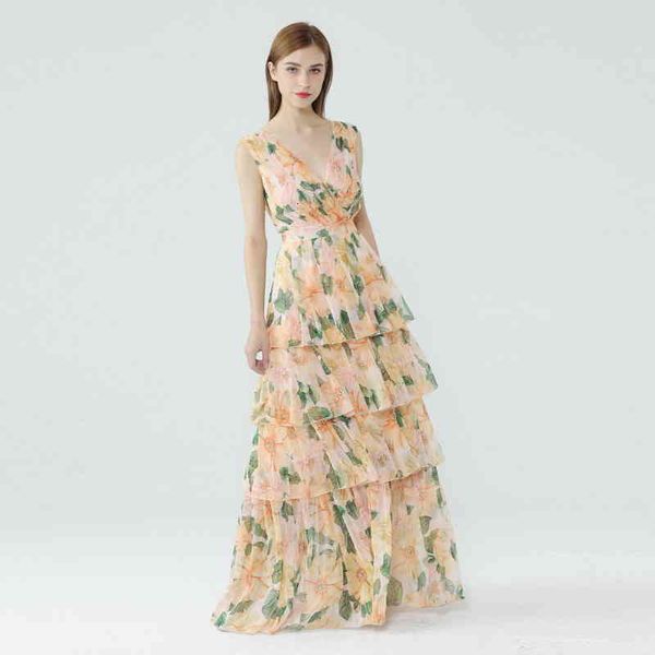 

casual dresses long dress women's summer camellia flower print v-neck 43se, Black;gray