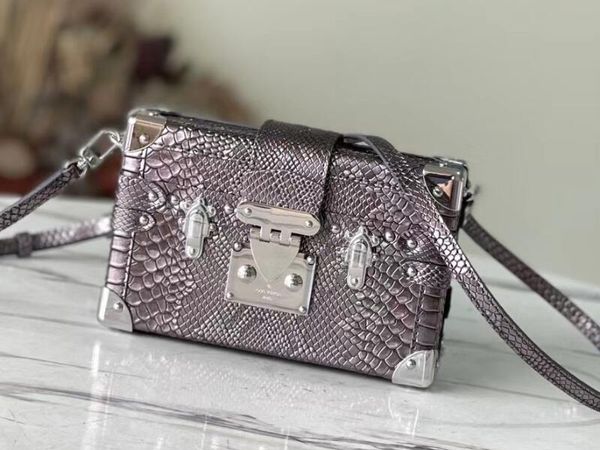 Realfine 5a N44199 Petite Malle Bags 20 см. Сметочные кожаные сумочки на питоне