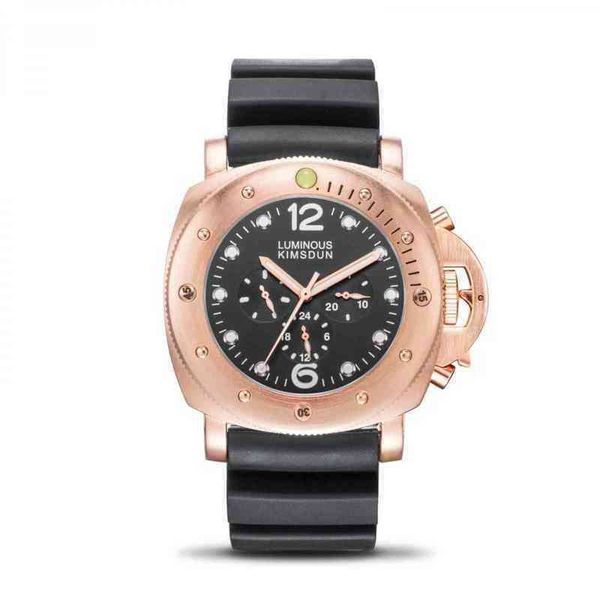 

peinahai's same fully automatic mechanical men's watch three eye silicon tape luminous waterproof sports, Slivery;brown