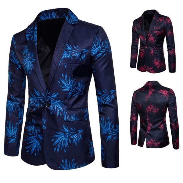 

men's suits blazers brand mens fashion blazer floral printed slim fit blazer masculino one button men's blazer coat 220826, White;black
