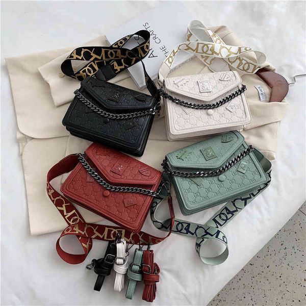 

72% off outlet store straight trend texture foreign style chain versatile wide shoulder belt single shoulder small square bag