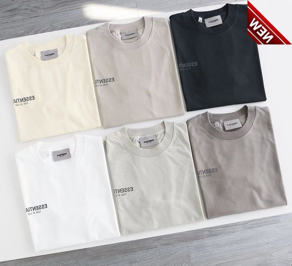 

2022 summer new fog double thread essentials reflective letter printed short sleeve men's and women's round neck t-shirt fashion, White;black