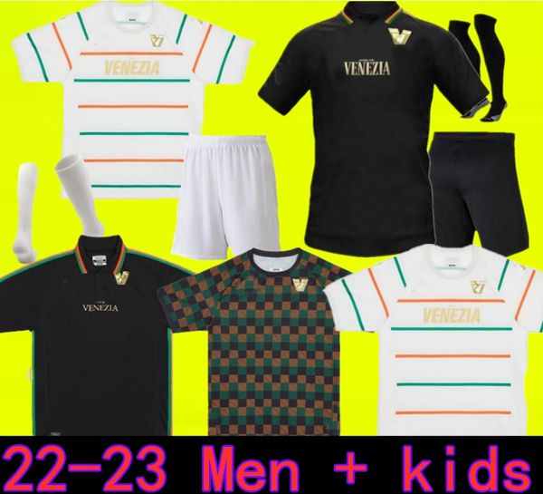 

22 23 venezia fc soccer jerseys long sleeve home black away white third blue 4th red 10# aramu 11# forte venice 2022 2023 busio 27# football, Black;yellow
