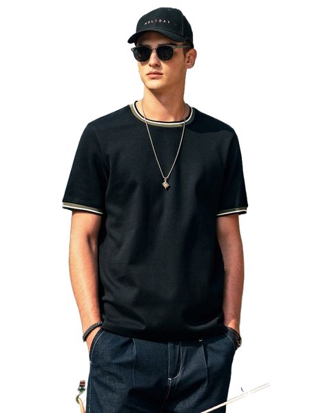 

men round neck ringer tee i9n3#, White;black