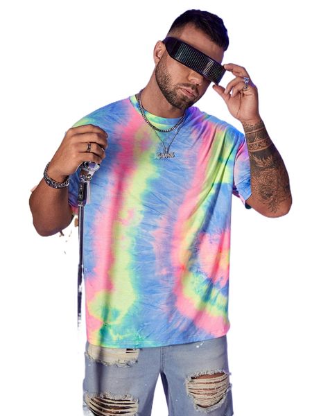 

extended sizes men tie dye tee m5v4#, White;black