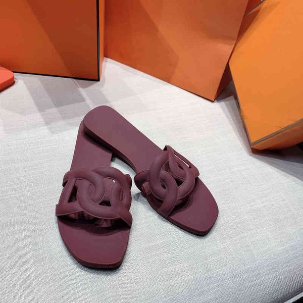 

alohas ms slippers herme sandals women egerie summer luxury slippers flip-flops chain h jelly outdoor word flat lady one beach silpper slide, Black