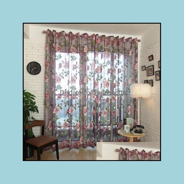 Cortinas de janela tratamentos de janela têxteis em casa jardim têxtil flor bordado luxo 3d Voile Fabric tle for kitchen bedroom