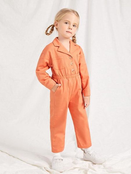 

toddler girls pocket front drop shoulder elastic waist shirt jumpsuit she, Blue