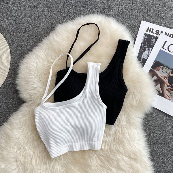 

for womens crop woman solid color tank oblique shoulder sleeveless camis for women omighty 220607, White