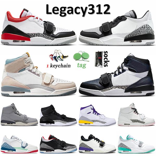 

wholesale 2022 legacy 312 jumpman basketball shoes white mystic navy midnight low black toe light smoke grey lakers black cement mens women