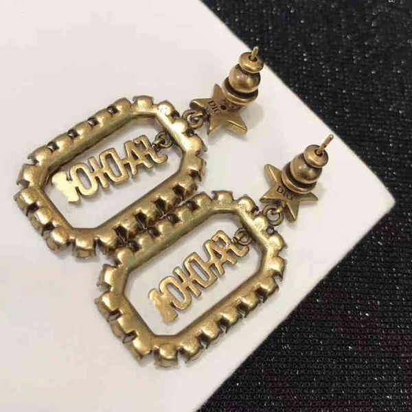 

outlet letter oval tassel star earrings women's old long earrings, Golden