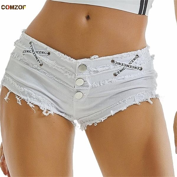 

women summer denim shorts jeans night club low waist pole dance short pantalones cortos de mujer 220419, White;black