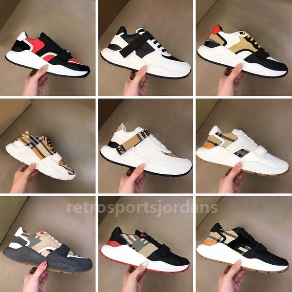 

designer fashion casual shoes vintage checks nylon leather and cotton sneakers archive beige chunky sneakers reworked yellow mens classic sh, Black