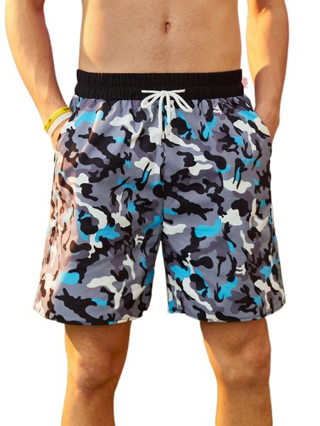 

romwe guys camo print shorts b3xi#, White;black