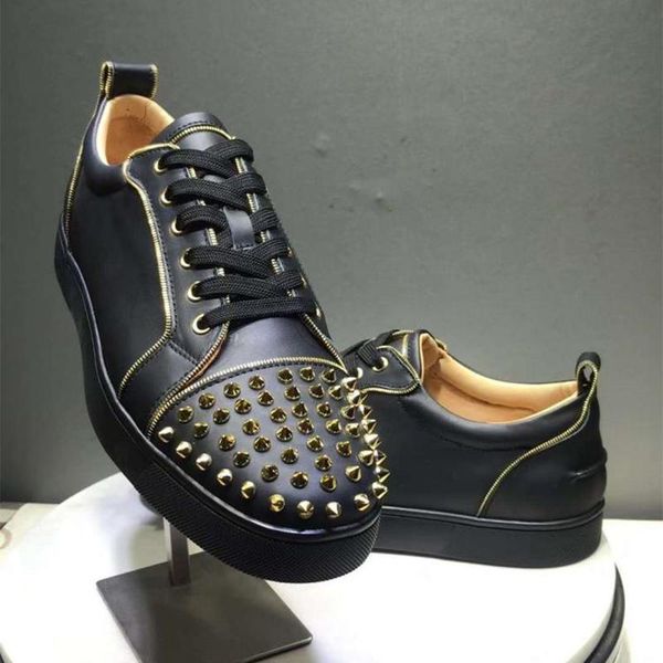 

dress shoes high-quality 2022 spring autumn leather round head lace-up men's low-cut european american fashion rivet couple, Black