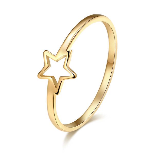 

dotifi stainless steel women's daily ring, jewelry with five hollow stars, birthday party gift, 316l, r287, Golden;silver