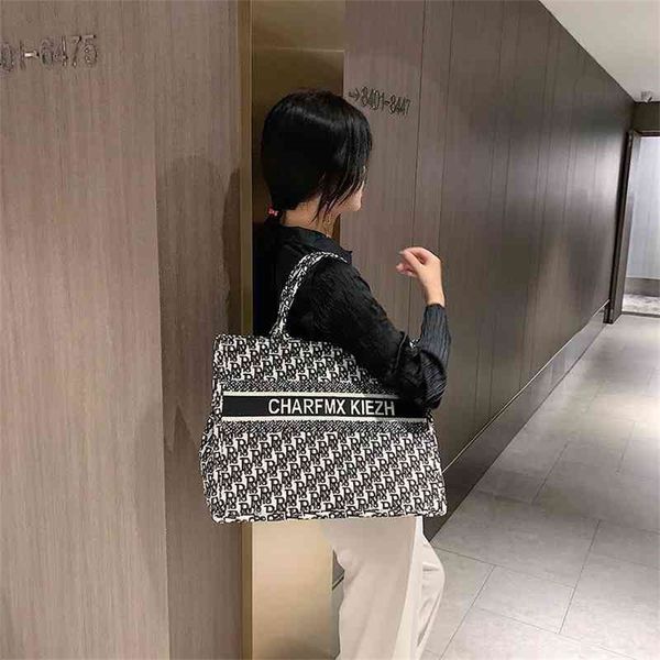 

online store sale 75% off large fashion net red canvas single shoulder armpit bag versatile large capacity portable tote bag