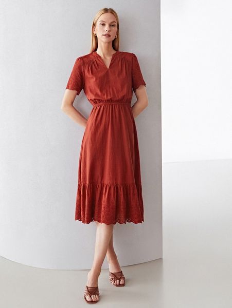 

motf premium 100% cotton eyelet embroidery dress j9ia#, Black;gray