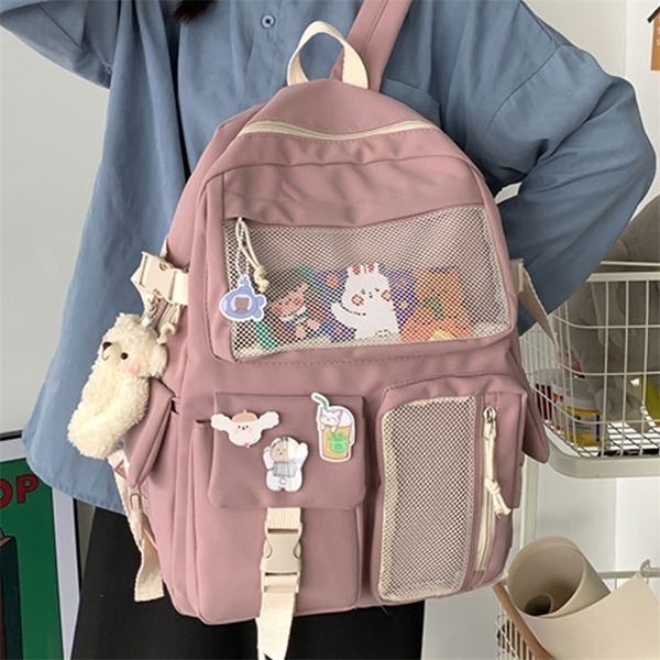 Joyp Kawaii Nylon Women Backpack Fashion Waterproof Rucksack for Teen Girls School Borse Cine Student BookBag Travel Mochila 220630