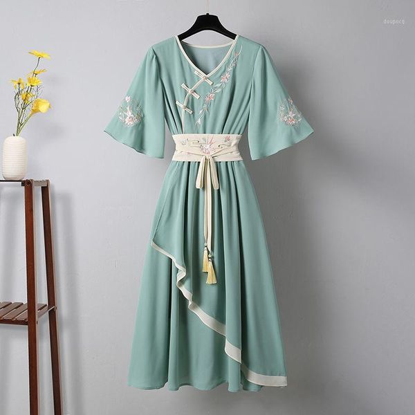 Roupas étnicas 5xl plus size size 2022 vestido cheongsam verão chinês estilo tradicional traje antigo melhorado hanfu retro vestidos