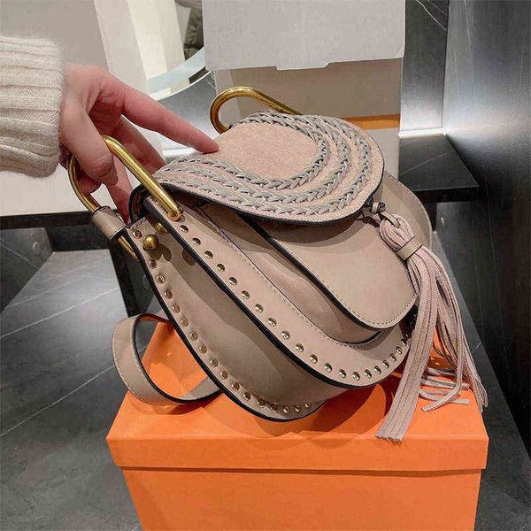 

aaa brand designer bag luxury women shoulder bags messenger bag tassel braided rope rivet metal decoration females flap handbags high qualit