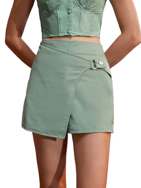 

x veronica mancini high waist buckled detail skort b0nz#, White;black