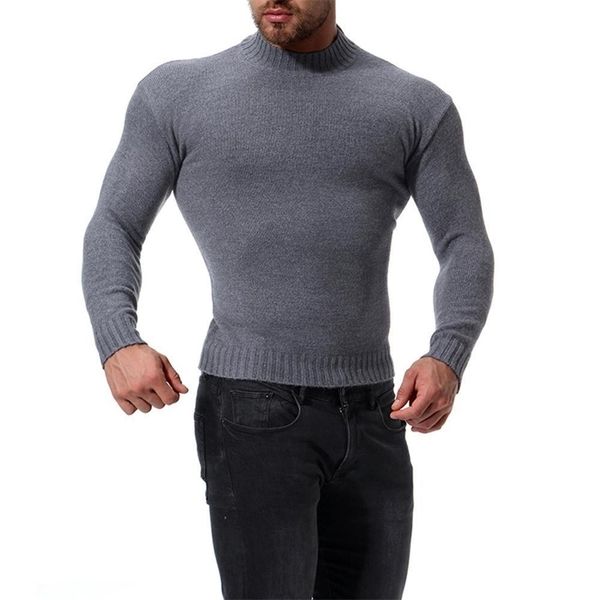 

long sleeve sweater men style slim knitted gray sweater 201203, White;black