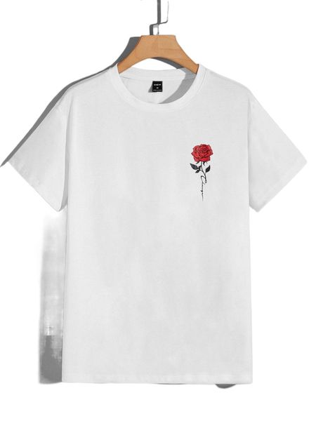 

men rose print tee l7fx#, White;black