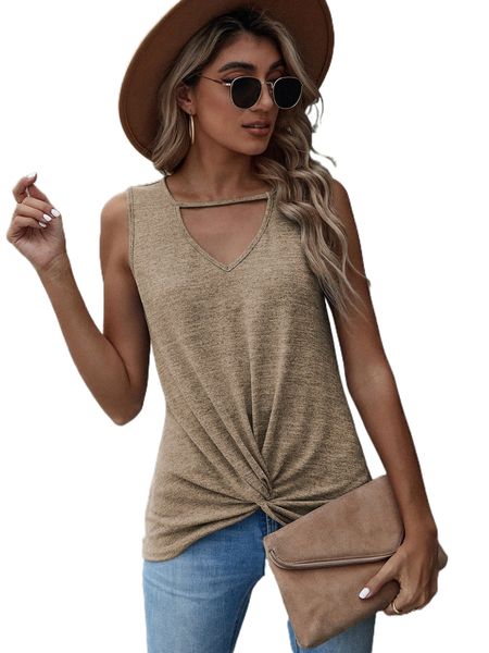 

twist front v-neck tank c2ug#, White