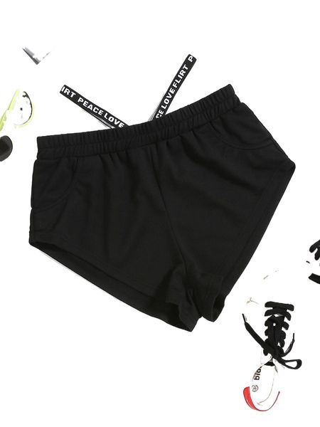 

contrast letter tape shorts 704y#, White;black