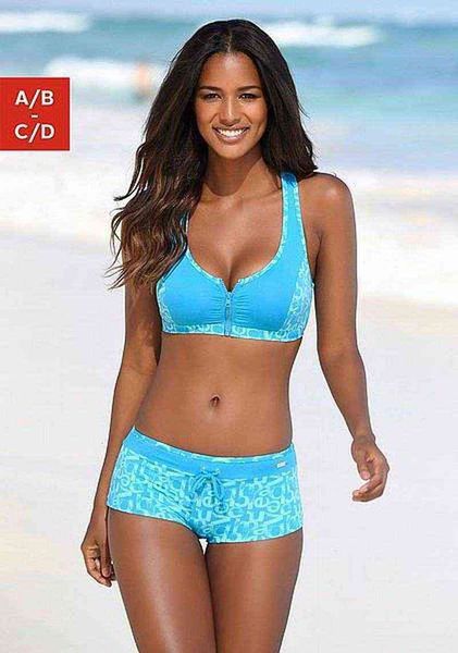 

swimsuit split bikini printed boxer pants, White;black