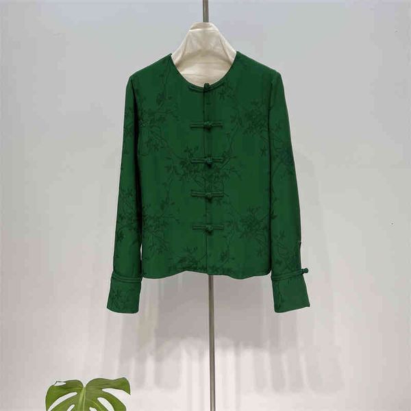 

women's polos sumptuous chinese style oneline disc buckle heavy industry jacquard long sleeved shirt exquisite expensive women's b, White