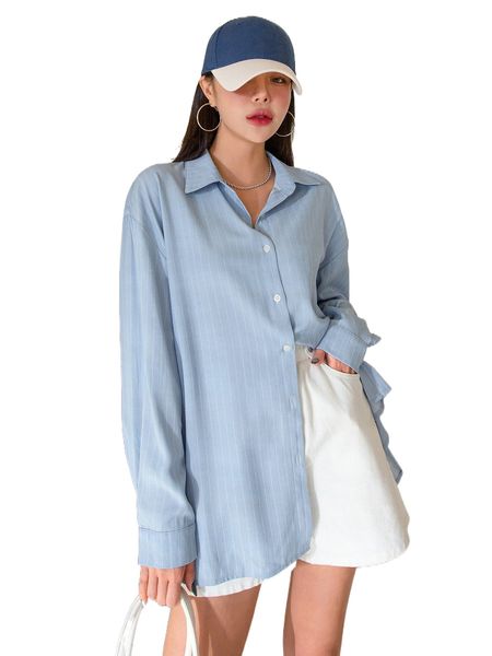

dazy striped print drop shoulder blouse t292#, White