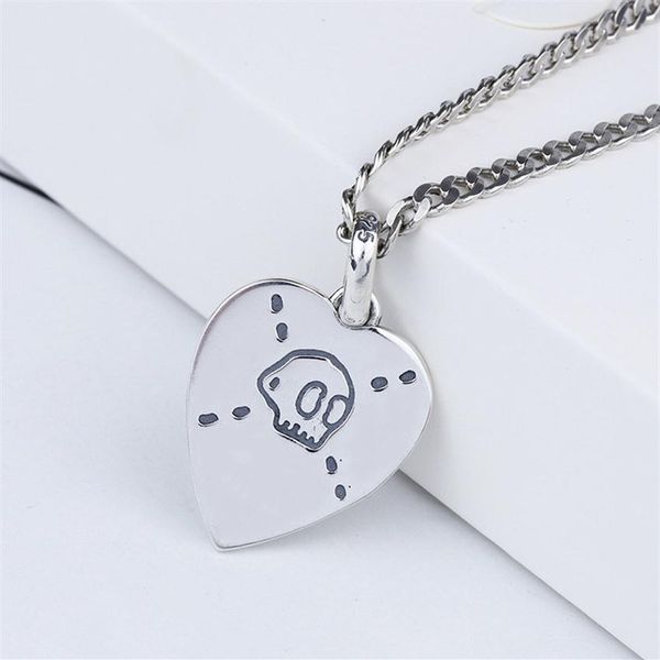 

s925 sterling silver heart-shaped skull necklace love elf pendant necklace men and women hip-hop love fearless skull necklace2554