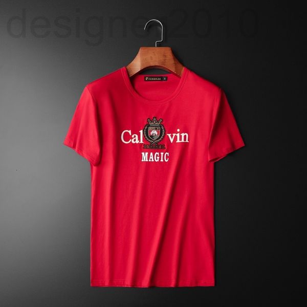 

men's t-shirts designer 2022 summer new men's mercerized cotton short sleeved t-shirt round neck slim fitting embroidery youth cas, White;black