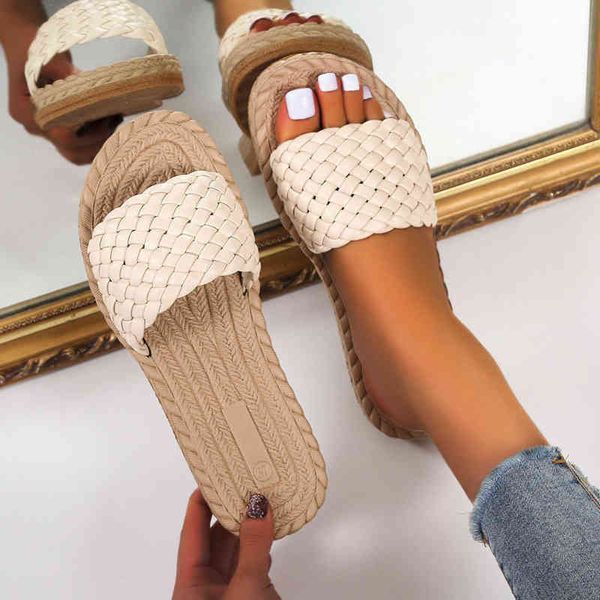 

slippers 2022 new summer women leisure fashion flat sandals comfortable soft bottom women's breathable beach large size 220301, Black