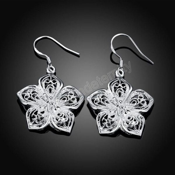 

jewelry 925 silver color dangle earring fashion retro flowers earrings for women luxury gifts