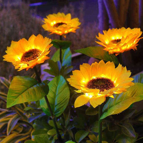 Солнечные подсолнушки на открытом воздухе садовый освещение газон легкие водонепроницаемые солнечные цветы.
