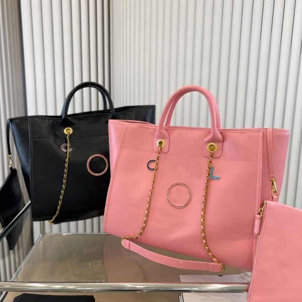 

shopping bag women's leather brand luxury simple leisure beach bag solid color chain designer single shoulder handbag