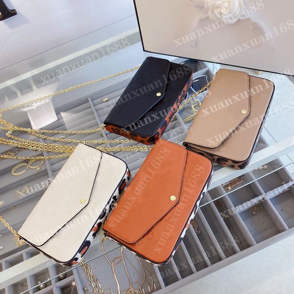 

2022 designers 3 pcs/set shoulder bags luxurys women chain strap crossbody purse messenger bag ladies handbags wallets with box date code