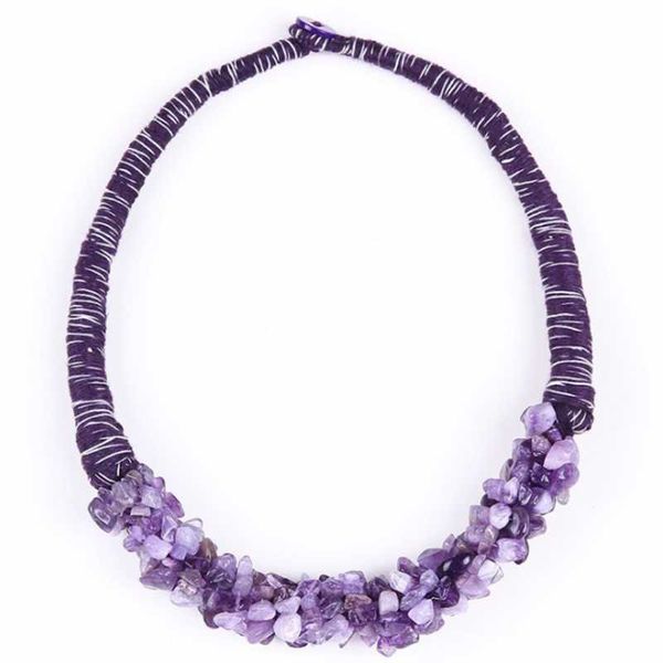 Anhänger-Halsketten, einzigartige handgefertigte Webart, unregelmäßige Form, Amethyst-Stein-Halskette, grüner Türkis, böhmischer Stil, Schmuck