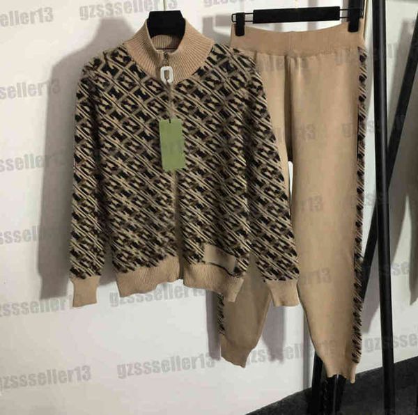 

womens tracksuits designer two piece women sets fashion brand letter g print autumn winter zipper cardigan jacket casual trousers 0912, Gray