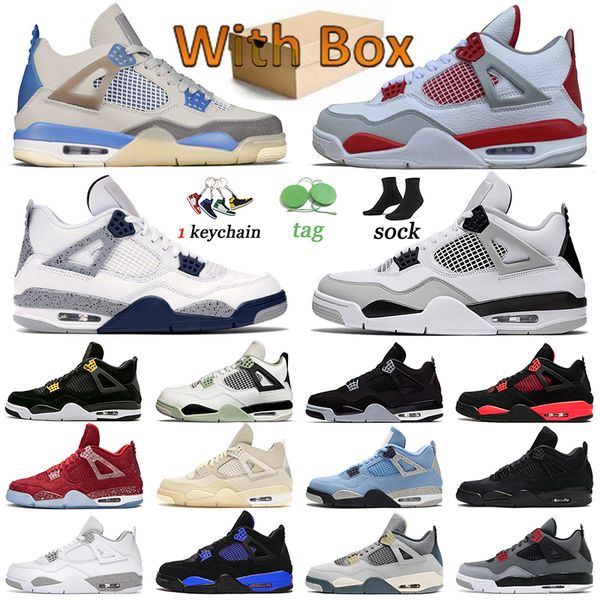 

4 4s jumpman 2022 basketball shoes off sail red thunder craft seafoam taupe haze men trainers midnight navy military black cat white oreo wo