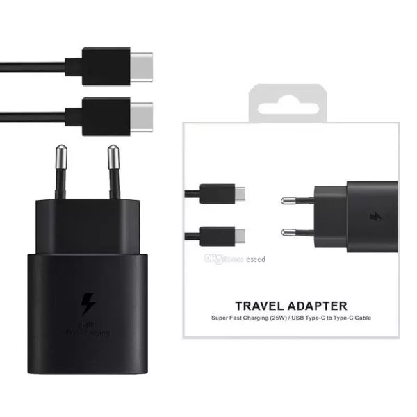 

25w type-c usb-c pd wall charger super fast charging adapter with type c cable for samsung galaxy s21 s20 note 20 note 10 android smartphone