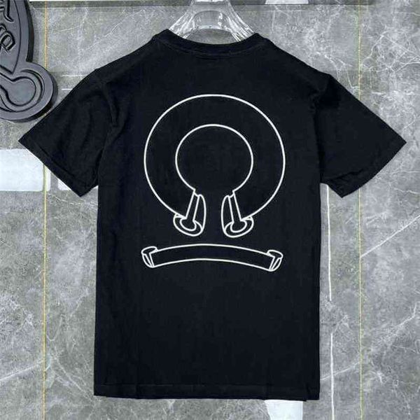 

loose designer classic men's t shirts ch summer short sleeves letter horseshoe sanskrit cross print sweatshirts t-shirts woman tees yfd, White;black