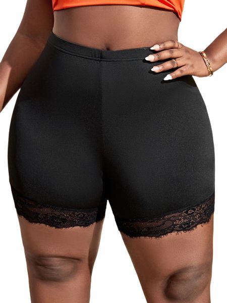 

plus contrast lace biker shorts h9ue#, Black