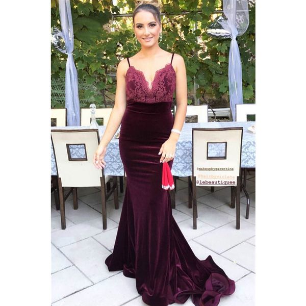 

charming velvet burgundy long bridesmaid dresses plus size mermaid dress spaghetti straps boho country wedding guest dress, White;pink