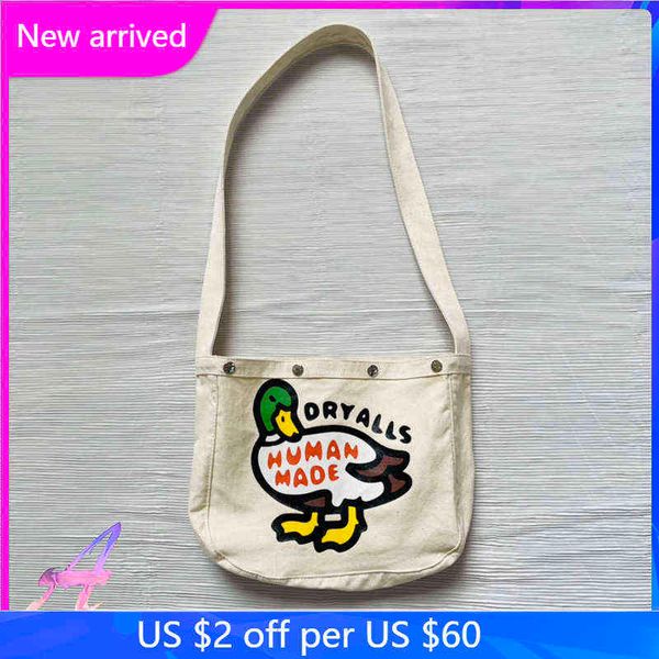 

human made backpack duck canvas crossbody bag trend casual men's women's human made love button couple backpackk t220803