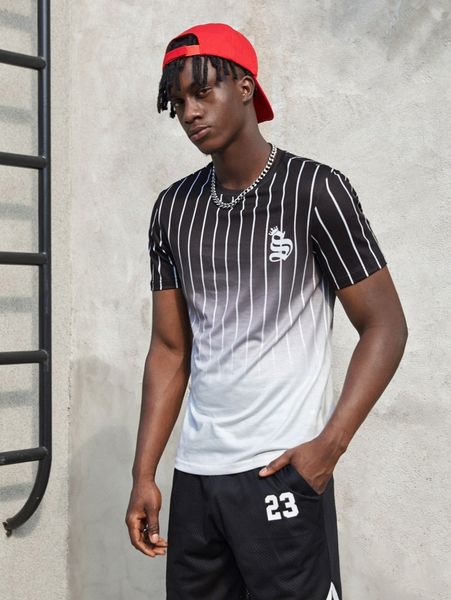 

men striped print letter graphic tee f13s#, White;black