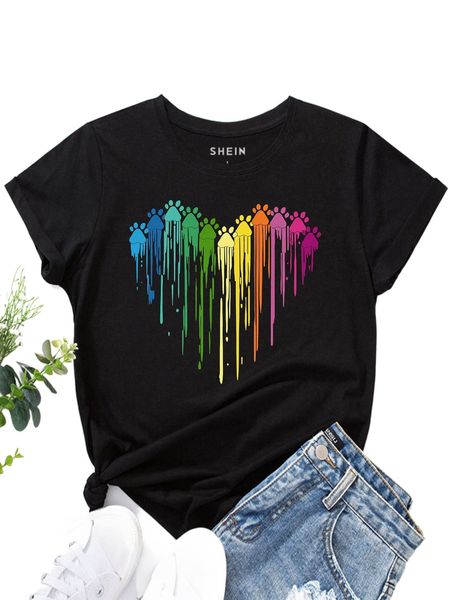 

colorful paw print tee p5bo#, White